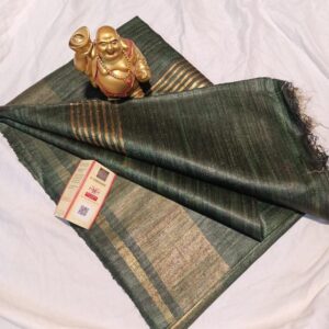 Pure Silk Tussar Ghicha Saree with Woven Zari Border