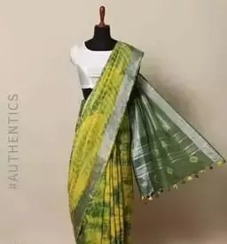 Bhagalpuri Cotton Slub Shibori Saree With Running Blouse