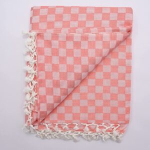 Bhagalpuri Chadar Chekered 52X96 inch Pastel Orange