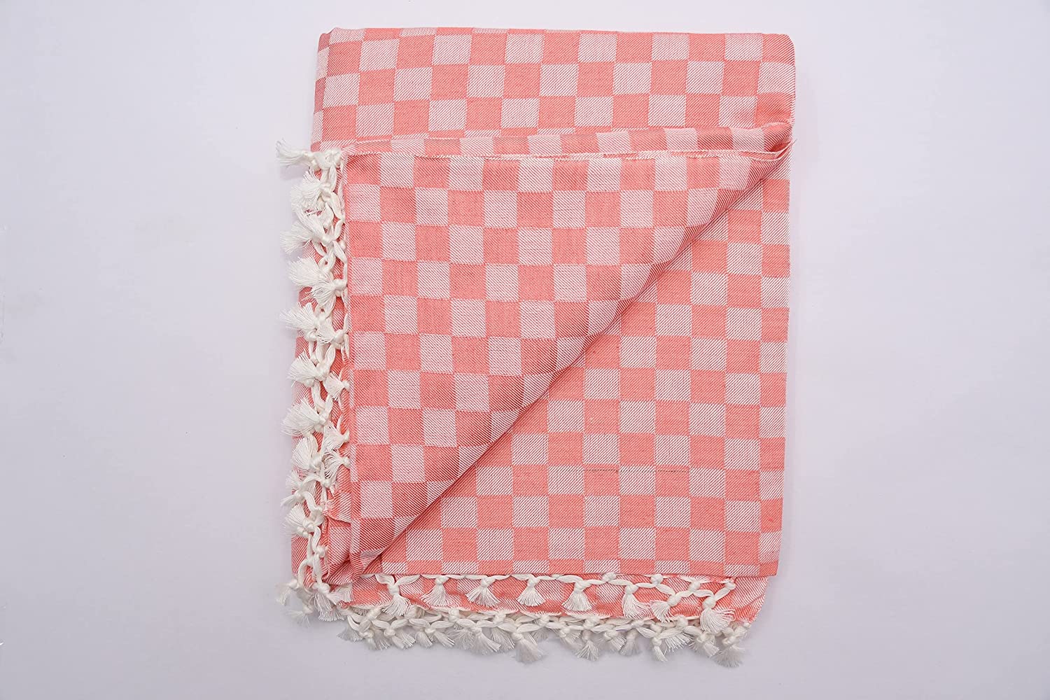 Bhagalpuri Chadar Chekered 52X96 inch Pastel Orange