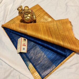 Pure Silk Tussar Ghicha Saree with Woven Zari Border
