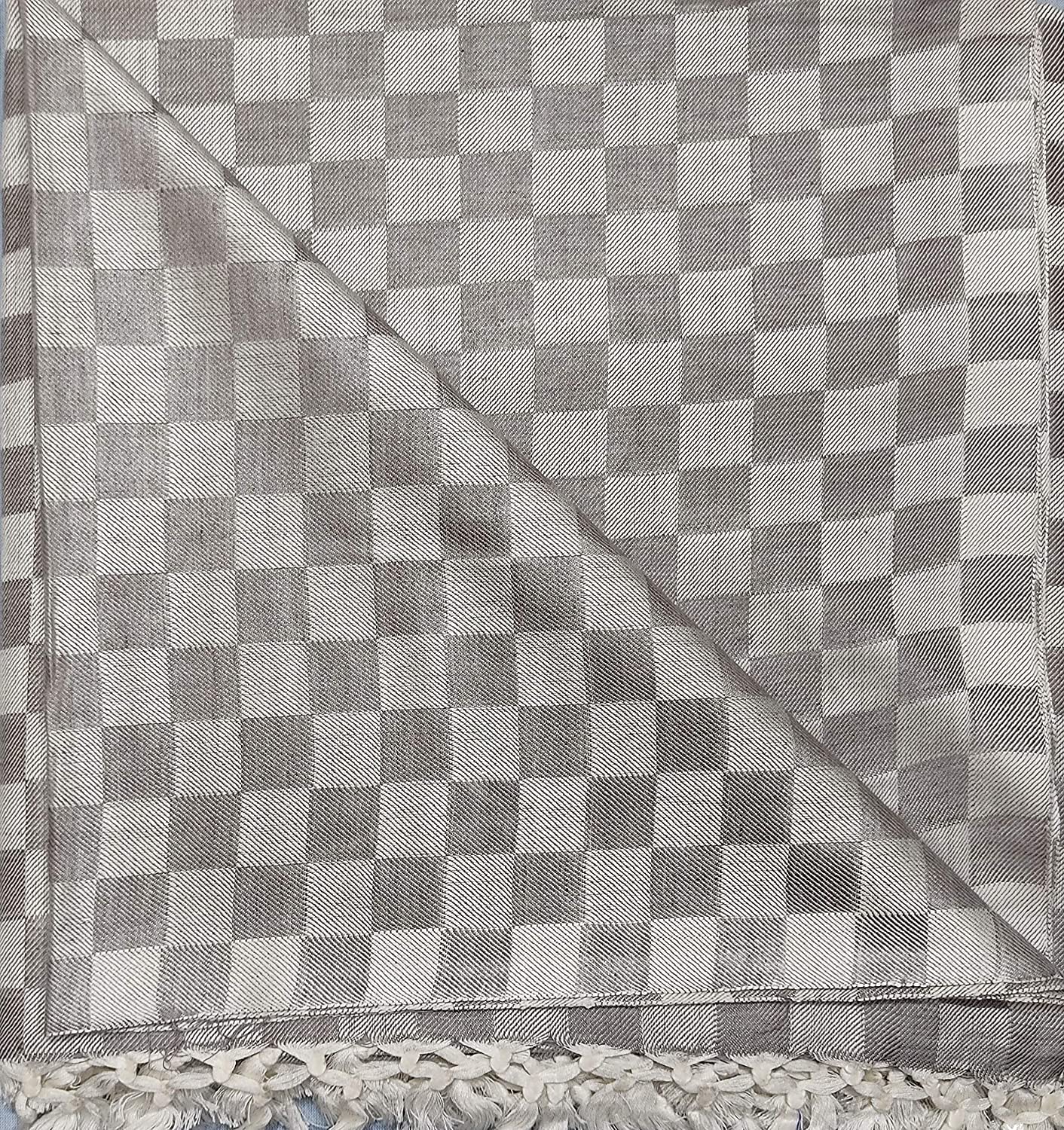 Bhagalpuri Chadar Chekered 52X96 inch Grey - Image 3
