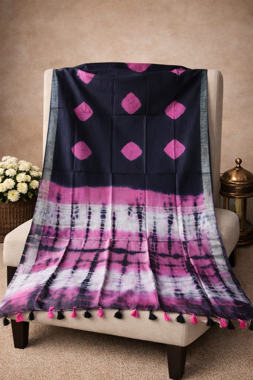 Cotton shibori saree - Image 2