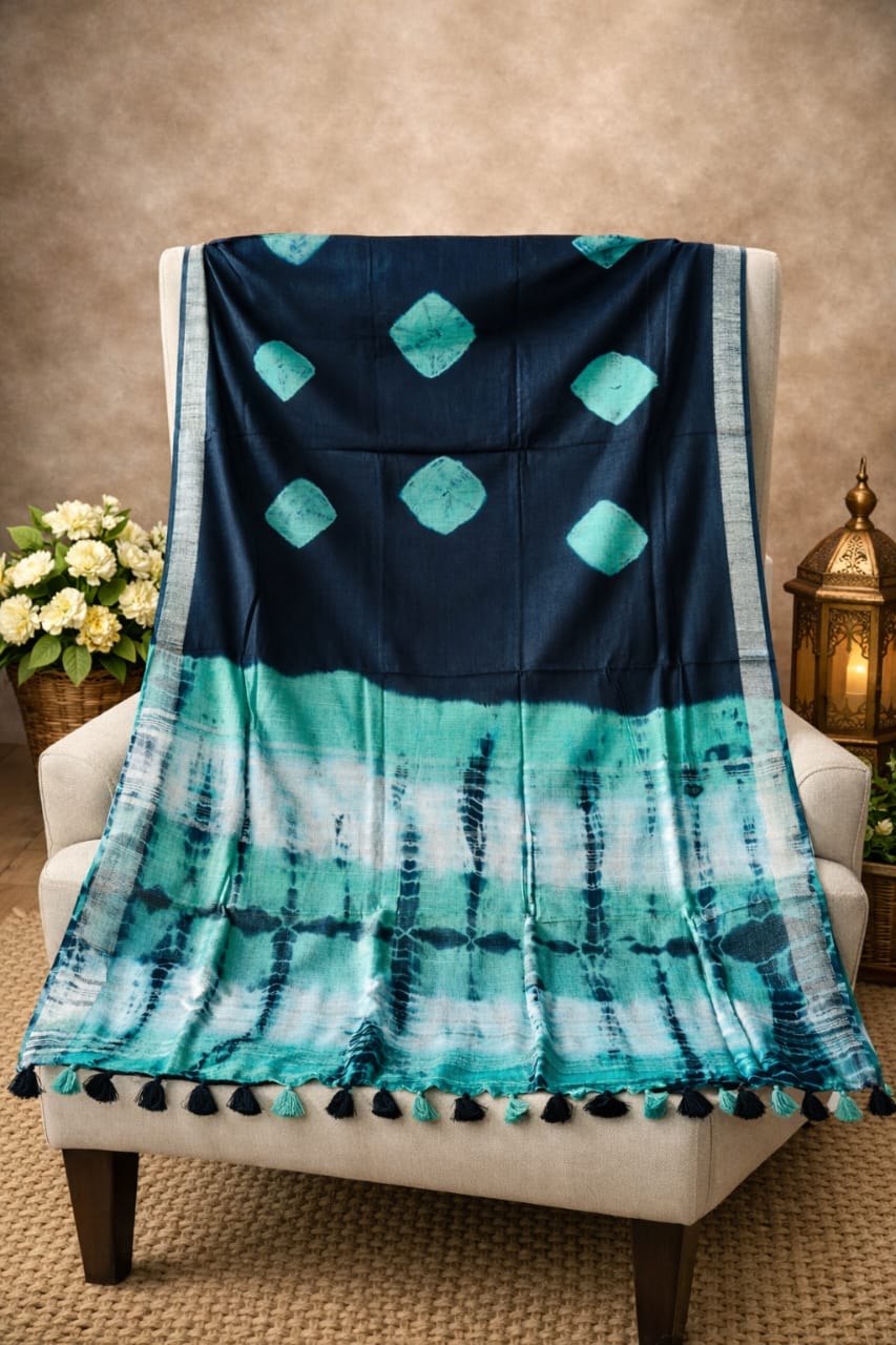 Cotton shibori saree - Image 6