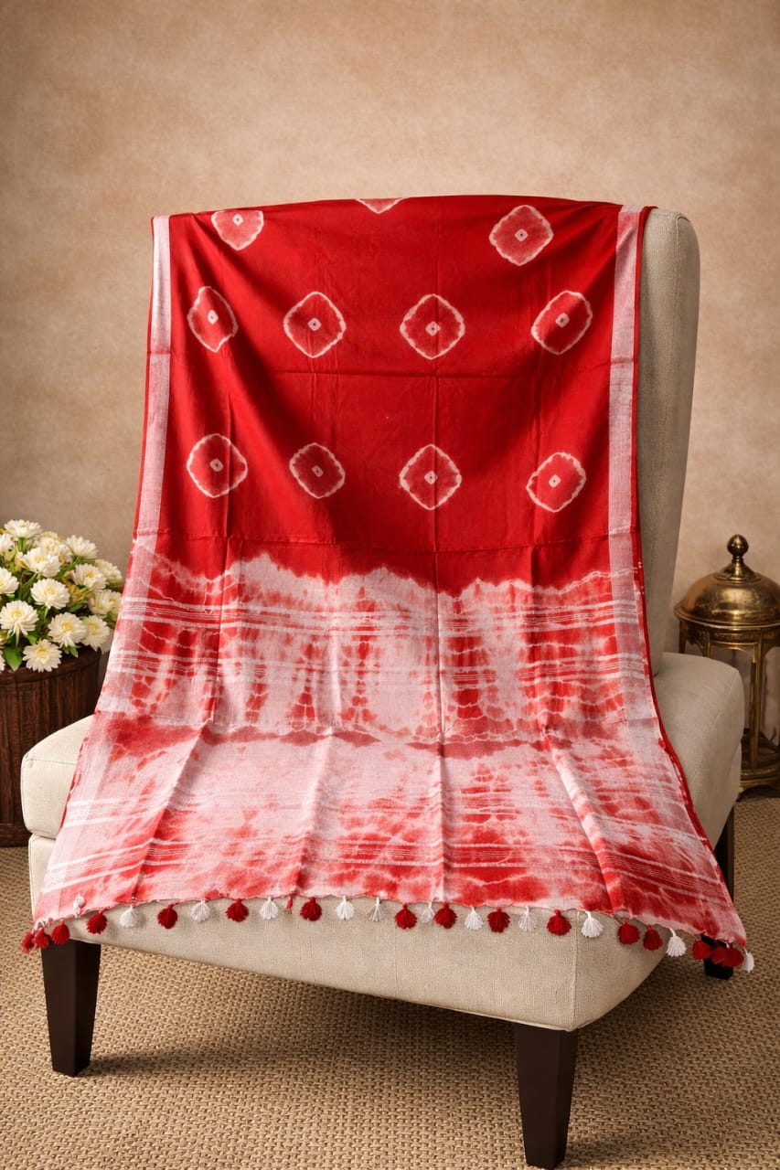 Cotton shibori saree - Image 4