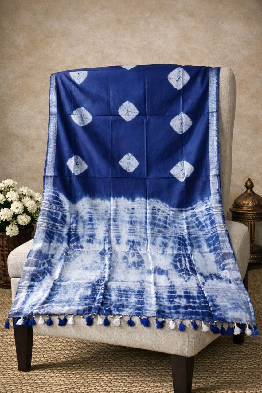 Cotton shibori saree - Image 5