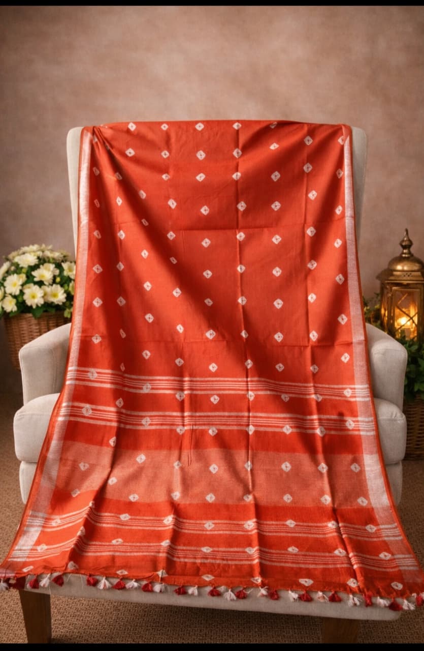 Cotton shibori saree - Image 7