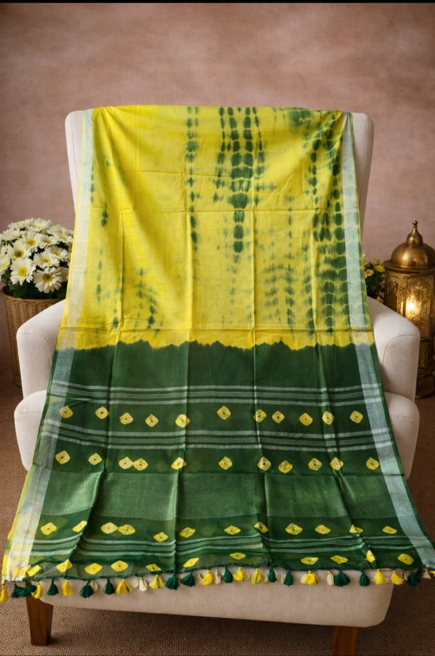 Cotton shibori saree - Image 5