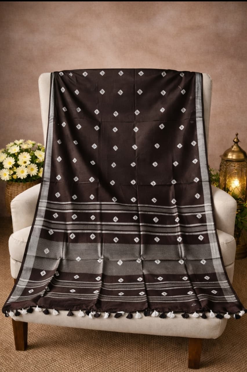 Cotton shibori saree - Image 2