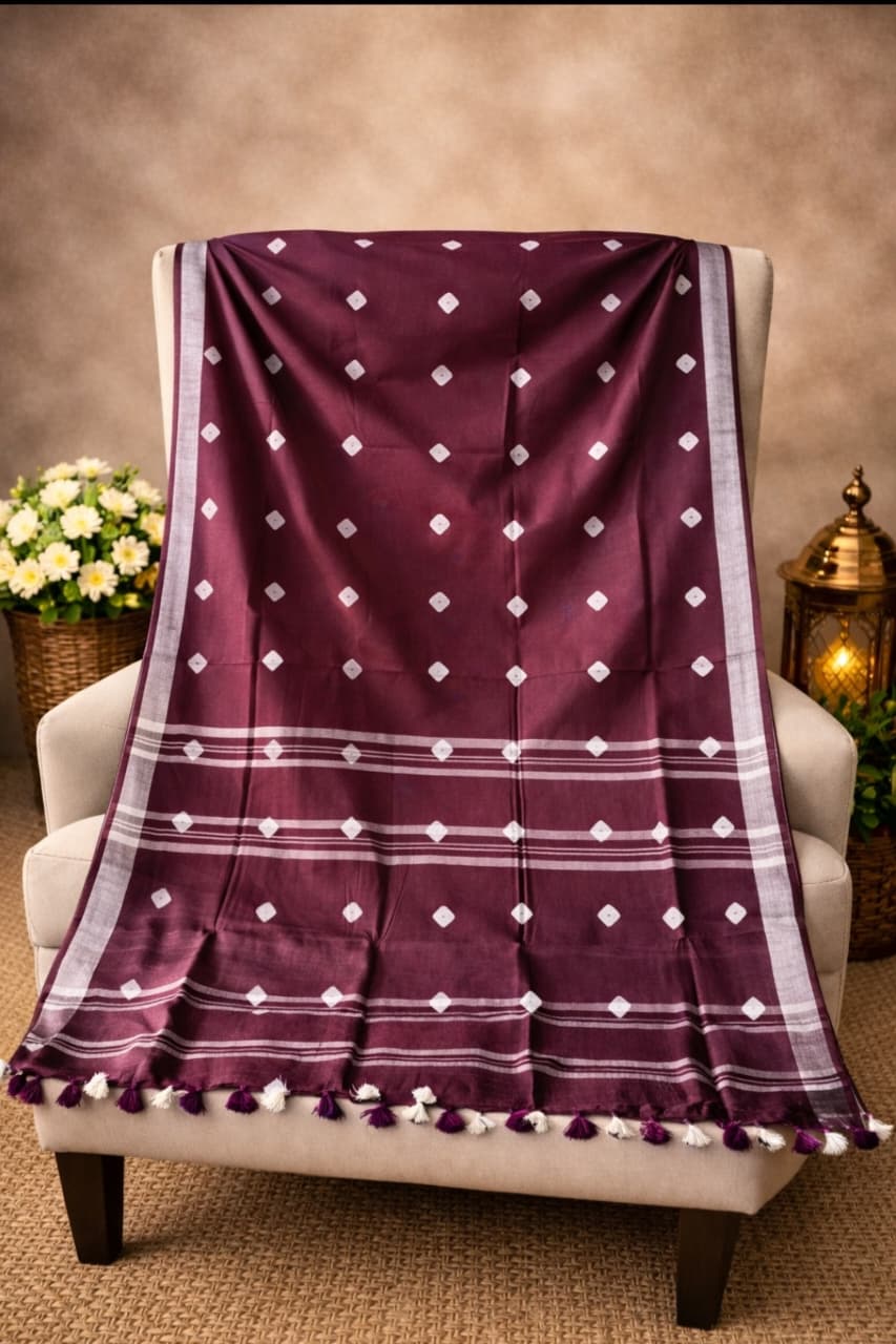 Cotton shibori saree - Image 9