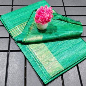 Pure Silk Tussar Ghicha Saree with Woven Zari Border