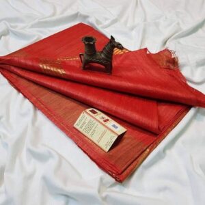 Pure Silk Tussar Ghicha Saree with Woven Zari Border