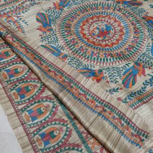 Tussar Ghicha Madhubani HandPainted Full Body Saree
