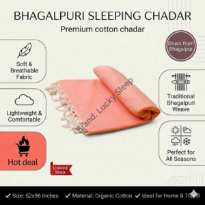 Lucky Sleep Bhagalpuri Andi Chadar Double Thread 53 X 96 inch Pastel Orange