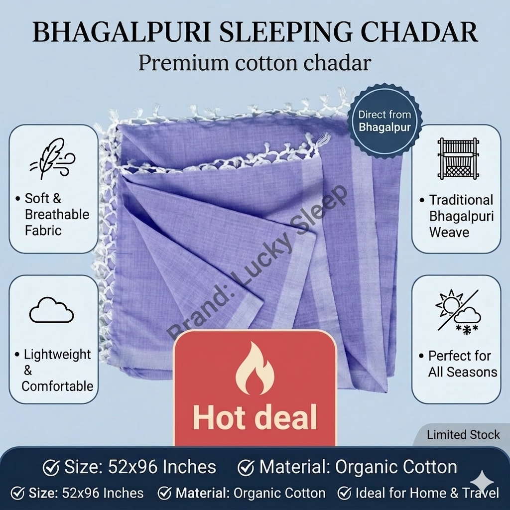 Lucky Sleep Bhagalpuri Andi Chadar Double Thread 53 X 96 inch Purple
