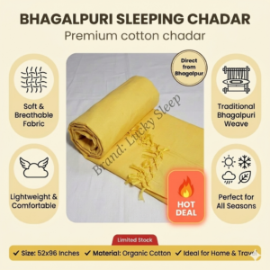 Lucky Sleep Bhagalpuri Andi Chadar Double Thread 53 X 96 inch Yellow