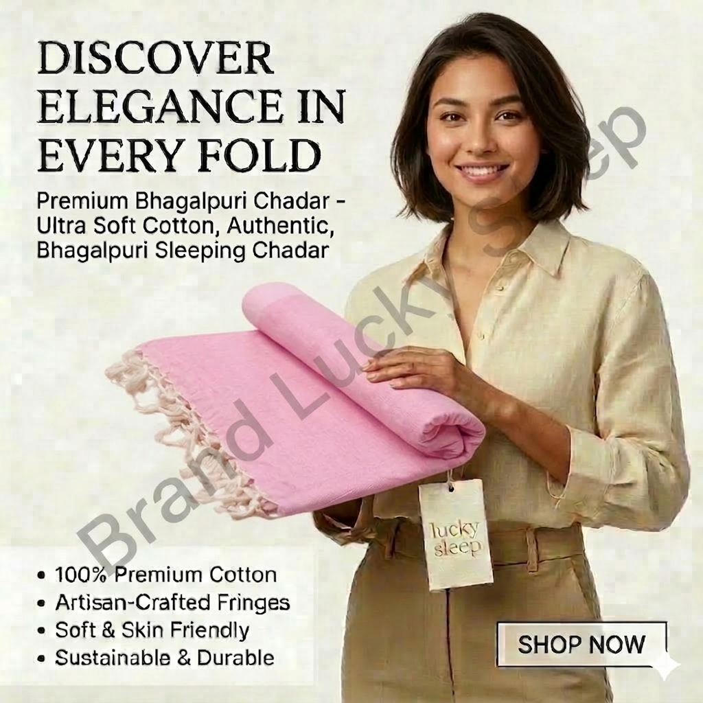 Lucky Sleep Bhagalpuri Andi Dull Chadar Double Thread 54 X 100 inch Pink - Image 6