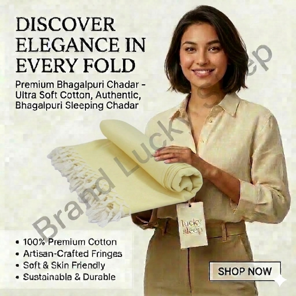 Lucky Sleep Bhagalpuri Andi Dull Chadar Double Thread 54 X 100 inch Lemmon - Image 5