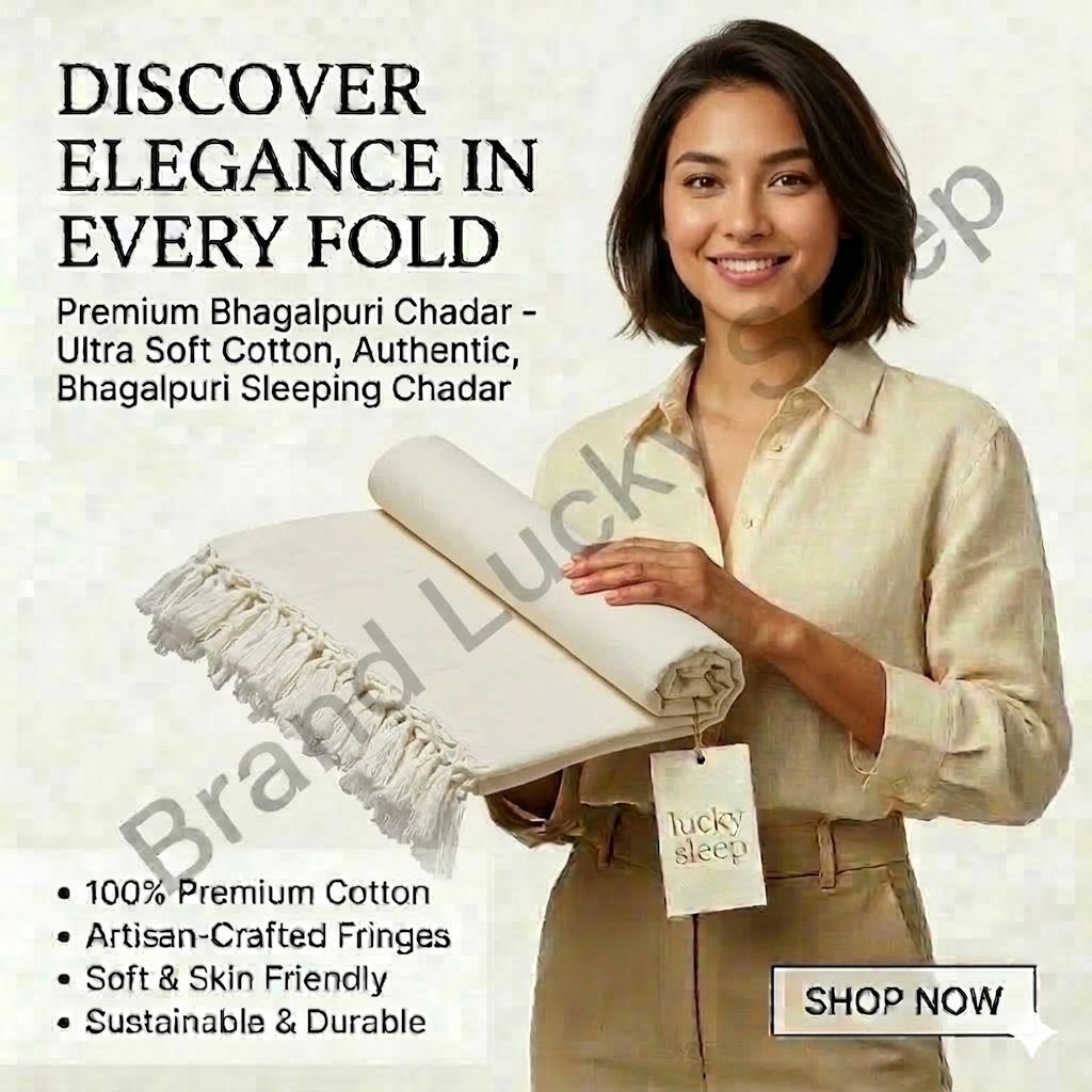 Lucky Sleep Bhagalpuri Andi Dull Chadar Double Thread 54 X 100 inch White - Image 7