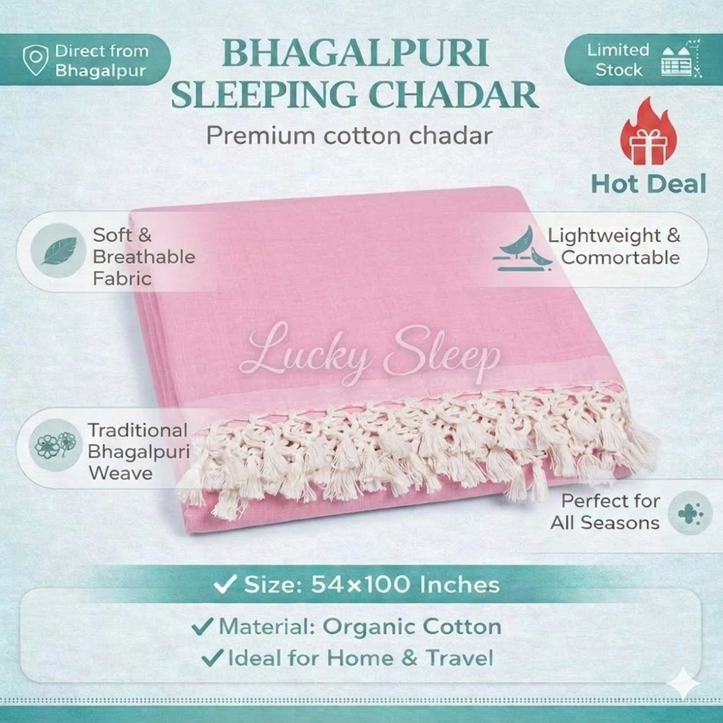 Lucky Sleep Bhagalpuri Andi Dull Chadar Double Thread 54 X 100 inch Pink