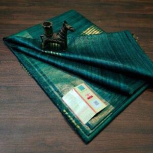 Pure Silk Tussar Ghicha Saree with Woven Zari Border