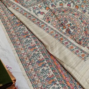 Tussar Ghicha Madhubani HandPainted Full Body Saree