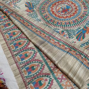Tussar Ghicha Madhubani HandPainted Full Body Saree