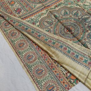 Tussar Ghicha Madhubani HandPainted Full Body Saree