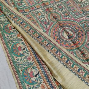 Tussar Ghicha Madhubani HandPainted Full Body Saree