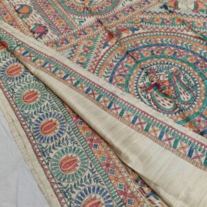 Tussar Ghicha Madhubani HandPainted Full Body Saree