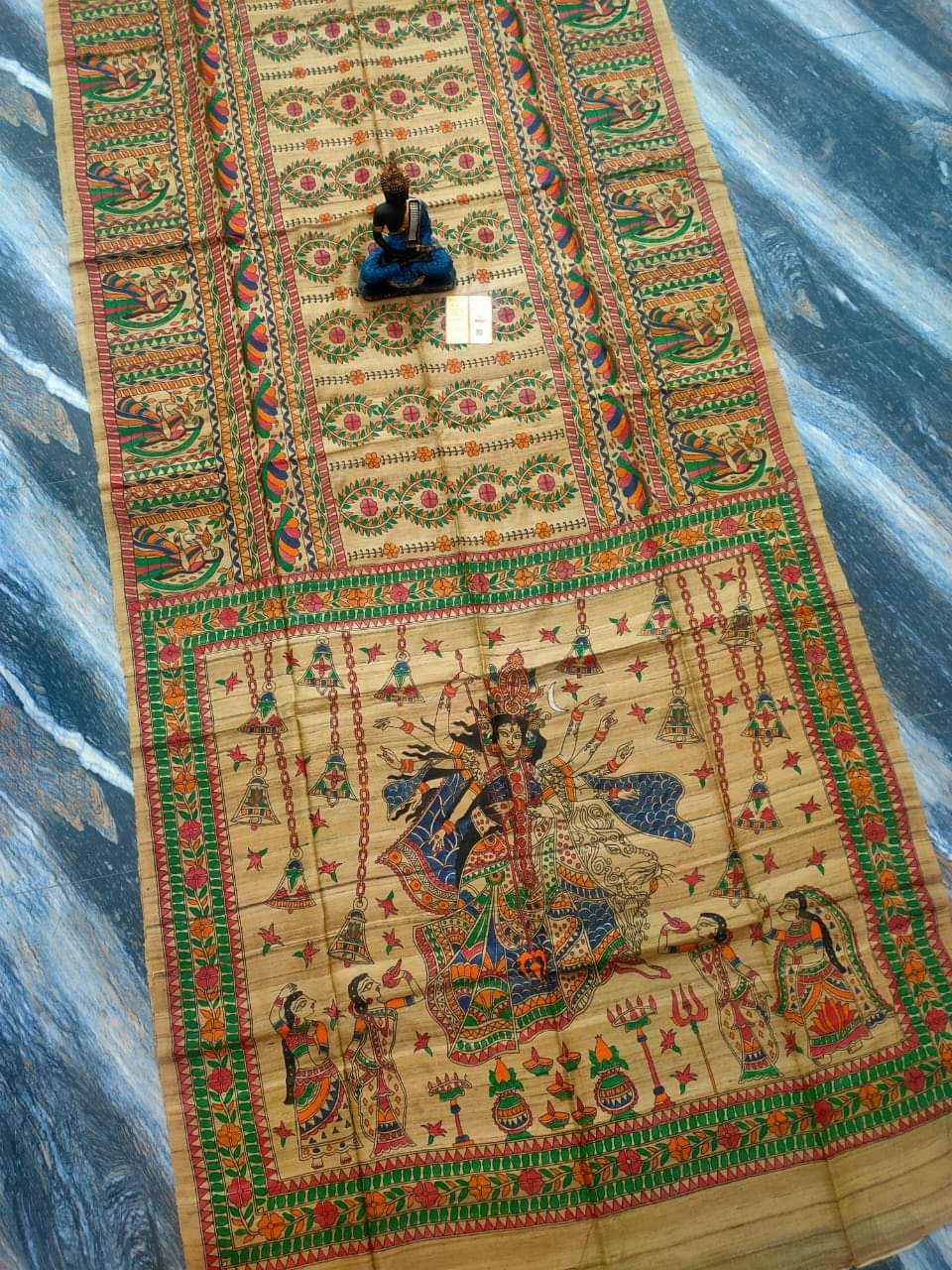 Tussar Ghicha Madhubani HandPainted Full Body Saree