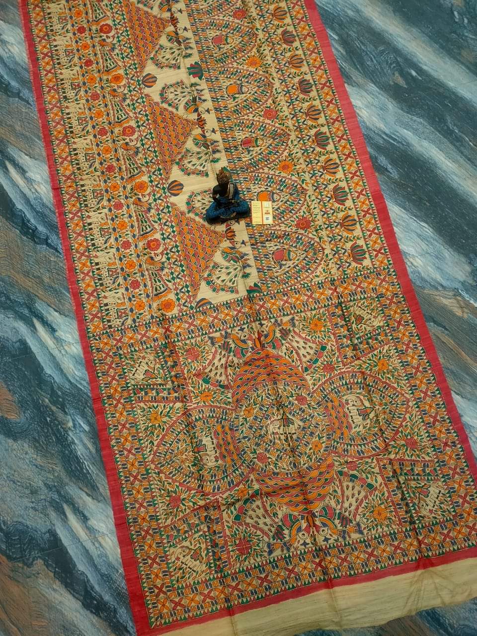 Tussar Ghicha Madhubani HandPainted Full Body Saree