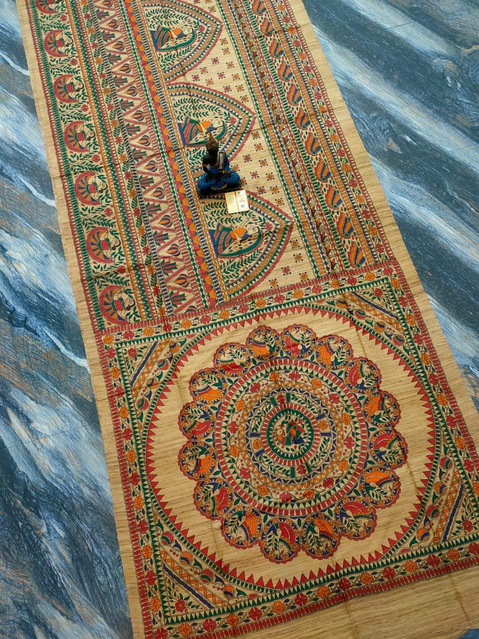 Tussar Ghicha Madhubani HandPainted Full Body Saree