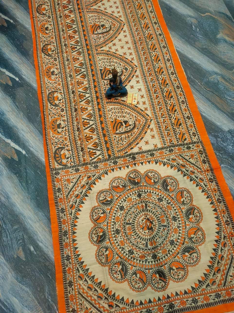 Tussar Ghicha Madhubani HandPainted Full Body Saree