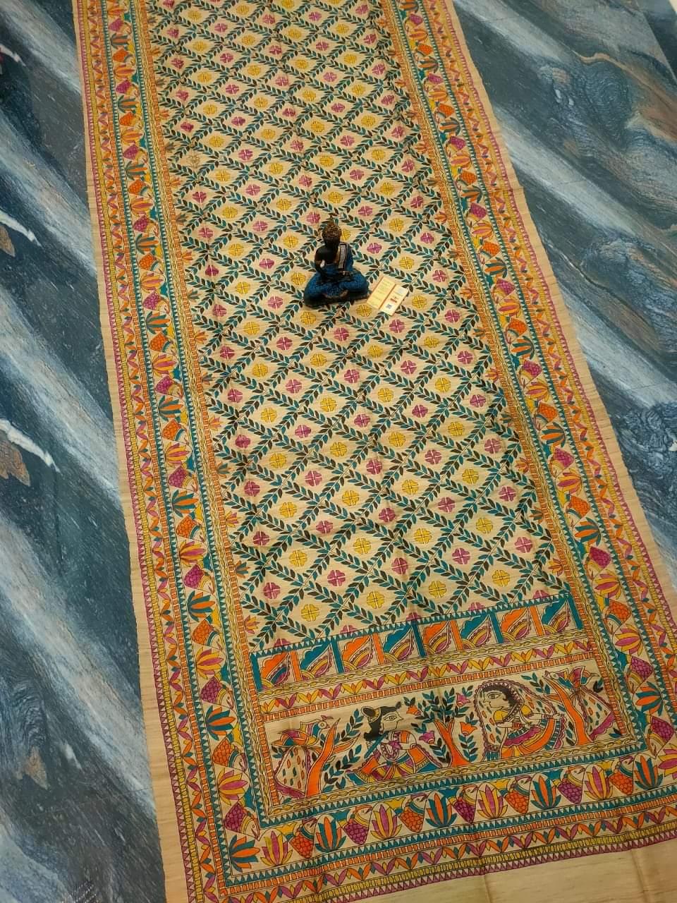 Tussar Ghicha Madhubani HandPainted Full Body Saree