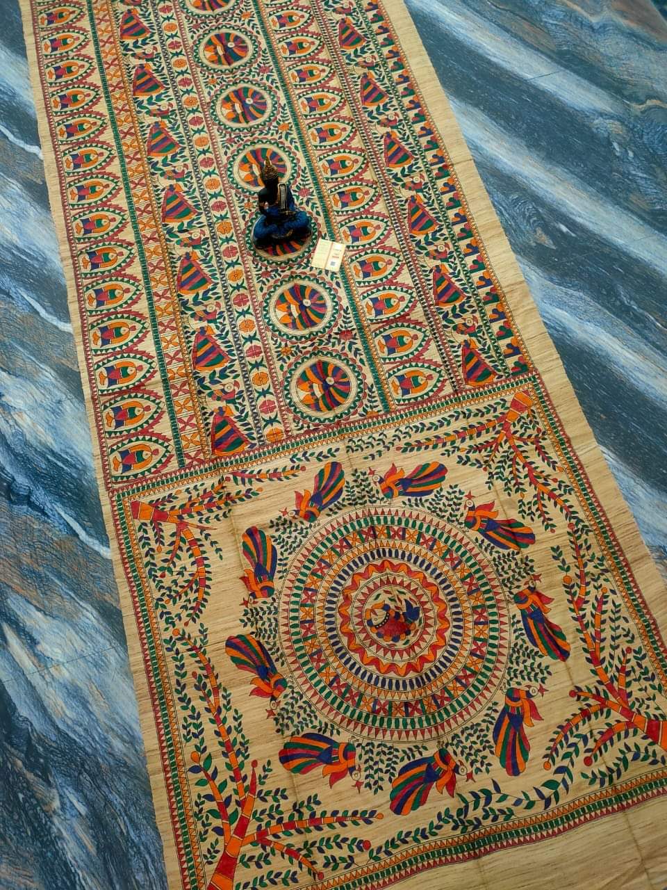 Tussar Ghicha Madhubani HandPainted Full Body Saree