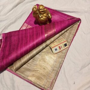 Pure Silk Tussar Ghicha Saree with Woven Zari Border