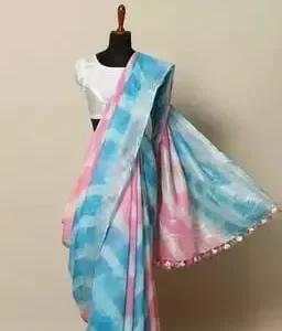 Bhagalpuri Cotton Slub Shibori Saree With Running Blouse