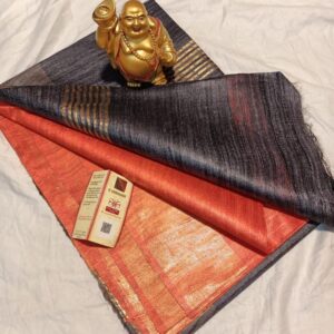 Pure Silk Tussar Ghicha Saree with Woven Zari Border