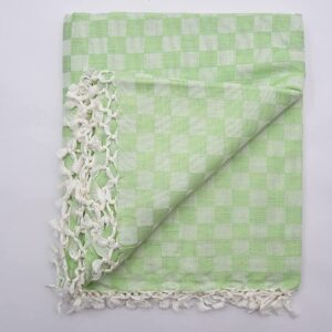 Bhagalpuri Chadar Chekered 52X96 inch Parrot Green