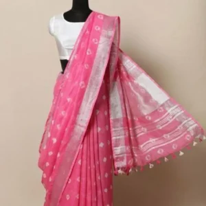 Bhagalpuri Cotton Slub Shibori Saree With Running Blouse