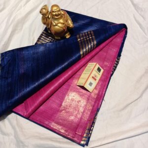 Pure Silk Tussar Ghicha Saree with Woven Zari Border