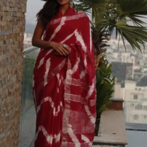 Bhagalpuri Cotton Slub Shibori Saree With Running Blouse