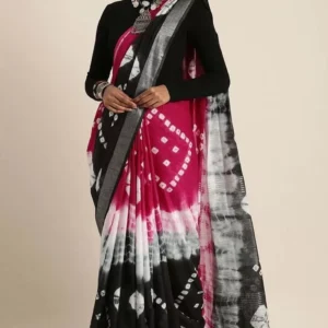 Bhagalpuri Cotton Slub Shibori Saree With Running Blouse