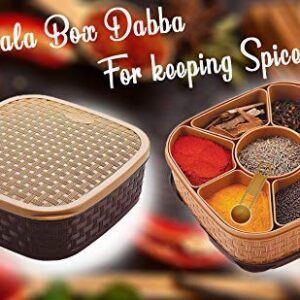 De' Luce Plastic Wooden Style Masala Spice Rangoli Box