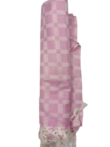 Bhagalpuri Silky Soft Chadar Large Checked 52x96 inch Pink - Image 4