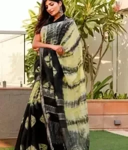 Bhagalpuri Cotton Slub Shibori Saree With Running Blouse