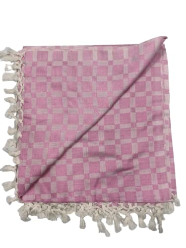 Bhagalpuri Silky Soft Chadar Large Checked 52x96 inch Pink - Image 2