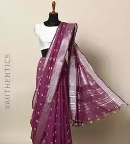 Bhagalpuri Cotton Slub Shibori Saree With Running Blouse