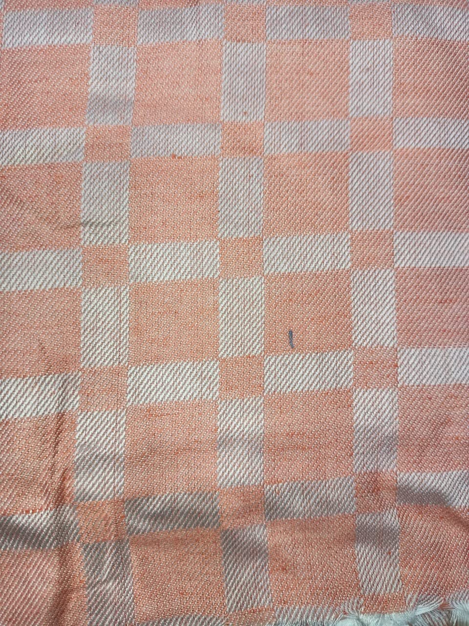 Bhagalpuri Silky Soft Chadar Large Checked 52x96 inch Pastel Orange - Image 4